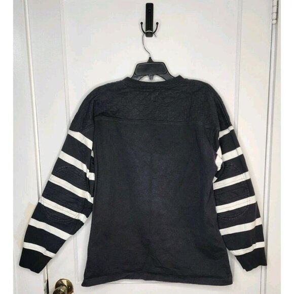 J. PETERMAN Quilted Shoulder & Elbow Pads Rugby Stripe Pullover Sweatshirt Sz M - Picture 2 of 4